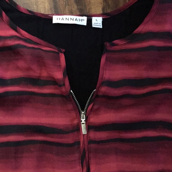 Hannah Wine & Black Knit and Sheer Top-L - Picture 2 of 6